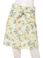 花柄リボン付台形スカート/ネイビー