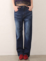 【Omekashi】デニムストレートPT/NAVY