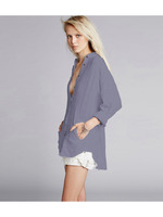 チェック織り柄シャツ/ライトブルー(091)