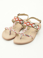 ビーズデザインベタサンダル/レッドコンビ