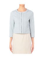 フリルノーカラージャケット/ブルー系(093)