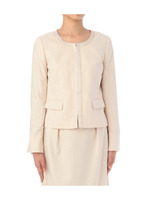 ワッフルツィードノーカラージャケット/ライトベージュ(051)