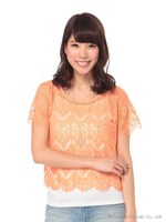 総レースTOPS＋キャミ＋ネックレスSet/オレンジ