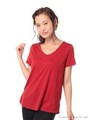 VネックＴシャツ/ボルドー