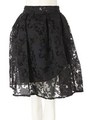【CEDNIE】オーガンジーフラワーミディフレアスカート/ブラック