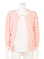 オーガンジー刺繍レースブラウスツイン/グレイッシュピンク