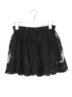 スカラップレースギャザースカート/ブラック
