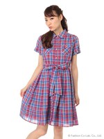 マドラスチェックシャツOP　3/レッド