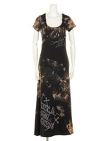 ムラ切り替えフードマキシワンピ/ブラウン