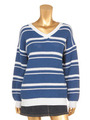ランダムボーダーVネックニットTOPS/LGRY/WHT