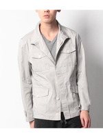 微光沢フラップポケットシャツ/ライトグレー(011)