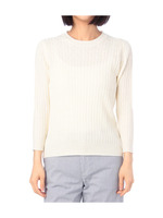 綿麻ケーブルニットプルオーバー/ブルー系(094)