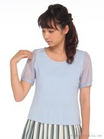 シャーベットストライプスリーブCUT/クリーム