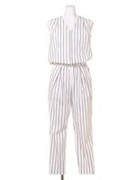 タックストライプオールインワン/ホワイト