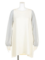 バイカラーラメスリーブワンピース/オフ