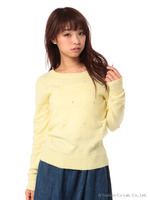 ビジューニットトップス/モクグレー