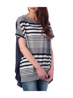 ビジューマルチボーダーチュニック/ネイビー(393)