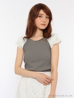 フリルカットトップス/バイカラー