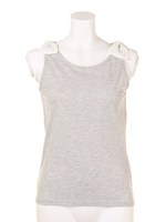 肩ビジュー付きリボンタンク/杢グレー