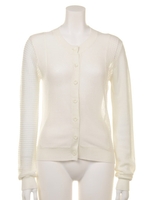 [L.B DAILY STOCK]柄編み丸襟カーデ/OWHT