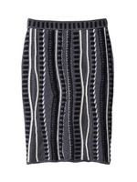 [L]幾何学柄ニットタイトスカート/グレー系(514)