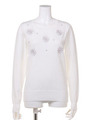 【2ndline】12ゲージフラワー刺繍ニットトップスCL−0368/WH
