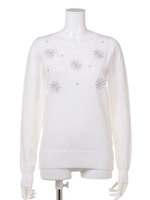 【2ndline】12ゲージフラワー刺繍ニットトップスCL−0368/WH