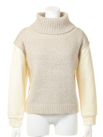 【mystic】袖スウェットオフタートルプルオーバー/WHT