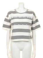 【ＴＶドラマ着用】【2ndline】レース×リップルボーダーカットソーCL-0901/GRY