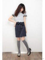 ウエストリボンラップスカート/ネイビー