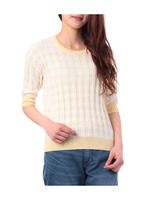 コットン杢チェックニット/レモンイエロー(231)