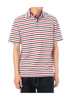 フェイクレイヤード鹿の子ボーダートップス/ネイビー系(993)