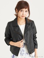 フェイクレザーライダースジャケット/ブラック