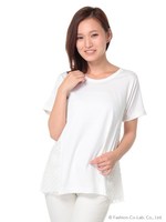 リングフラワーレースカットソー/ホワイト