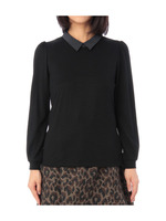 配色襟ウールカットソー/ブラック(019)