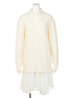 【CASUAL】ケーブルニットコンビワンピース/ベージュ