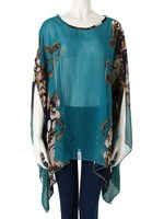 【CEDNIE】シフォンポンチョチュニック/エメラルドグリーン