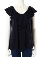 【ECURY】フリルトップス/ネイビー