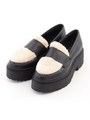 【JEFFREY CAMPBELL FOR ROSE BUD】DILBERT BOA FRONT PLATFORM LOAFER/BLACK/BEIGE