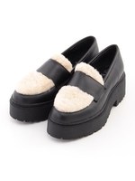 【JEFFREY CAMPBELL FOR ROSE BUD】DILBERT BOA FRONT PLATFORM LOAFER/BLACK/BEIGE