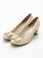 【JELLYBEANS】ビジュープレートリボンパンプス/BGE