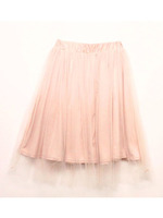 ひざ丈チュールスカート/ピンクベージュ