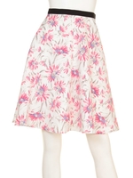 ウォーターカラーフラワーフレアスカート/ブルー