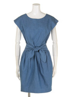 オリジナル水彩フラワーワンピース/インディゴ