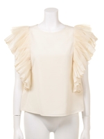 チュールプリーツブラウス/IVR