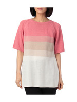 配色×ボーダーチュニックニット/ピンク(472)