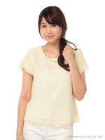 シャドーチェックパールネックレスBL　1/イエロー