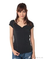 ハートネックシェイプTシャツ/グレー