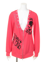 ハトメZIPカーデ/ピンクレッド