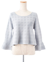 フレアーショートニットトップス/ピンク